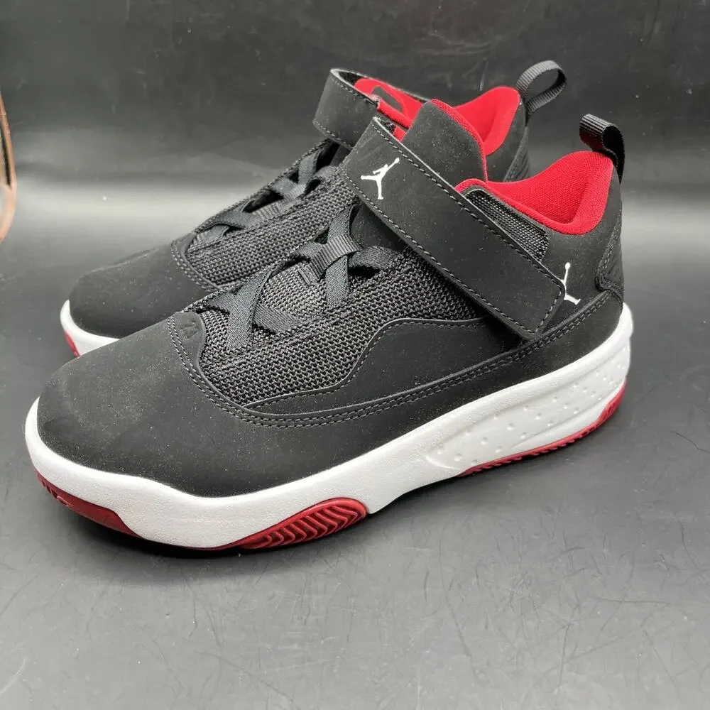 Jordan Max Aura 2 Boys' Sneakers Black Red White Mid Top Size 1Y
